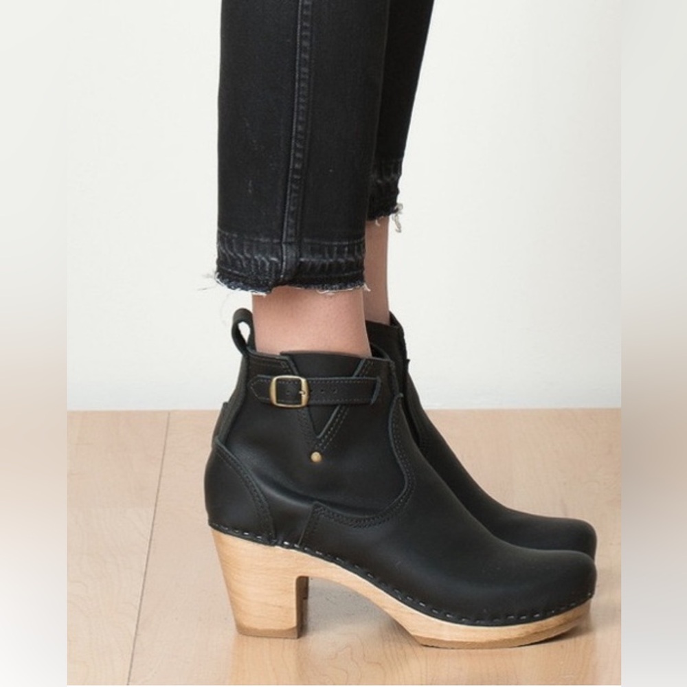 NO. 6 - Buckle Ankle Clog Boots, sz 37 (6.5 w US)